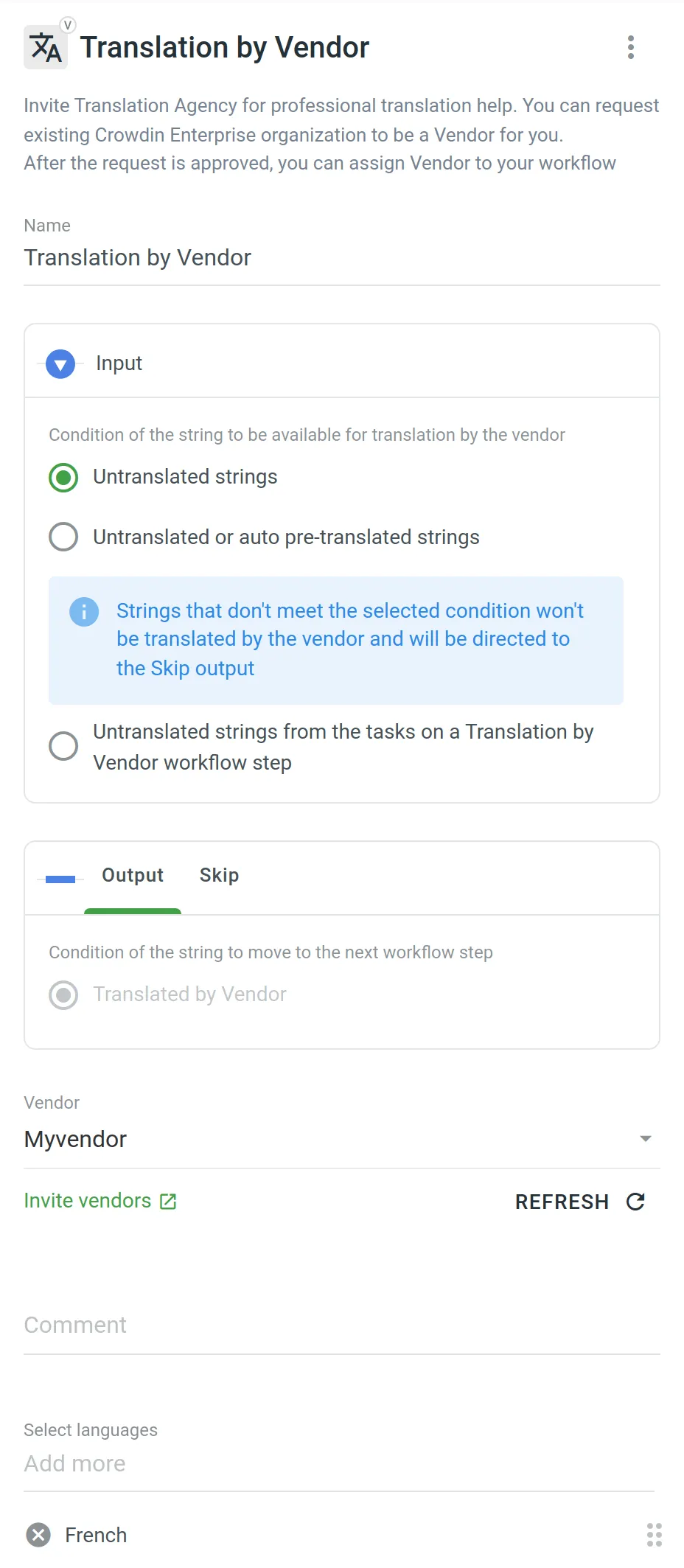 Configuring Translation by Vendor